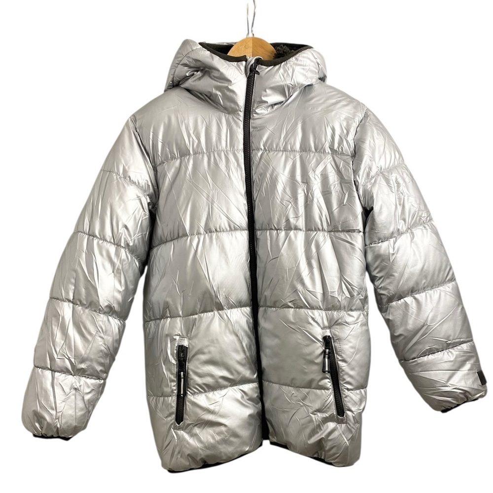 GAP Metallic Silver Puffer with Dark Gray Interior - Picture 3 of 8